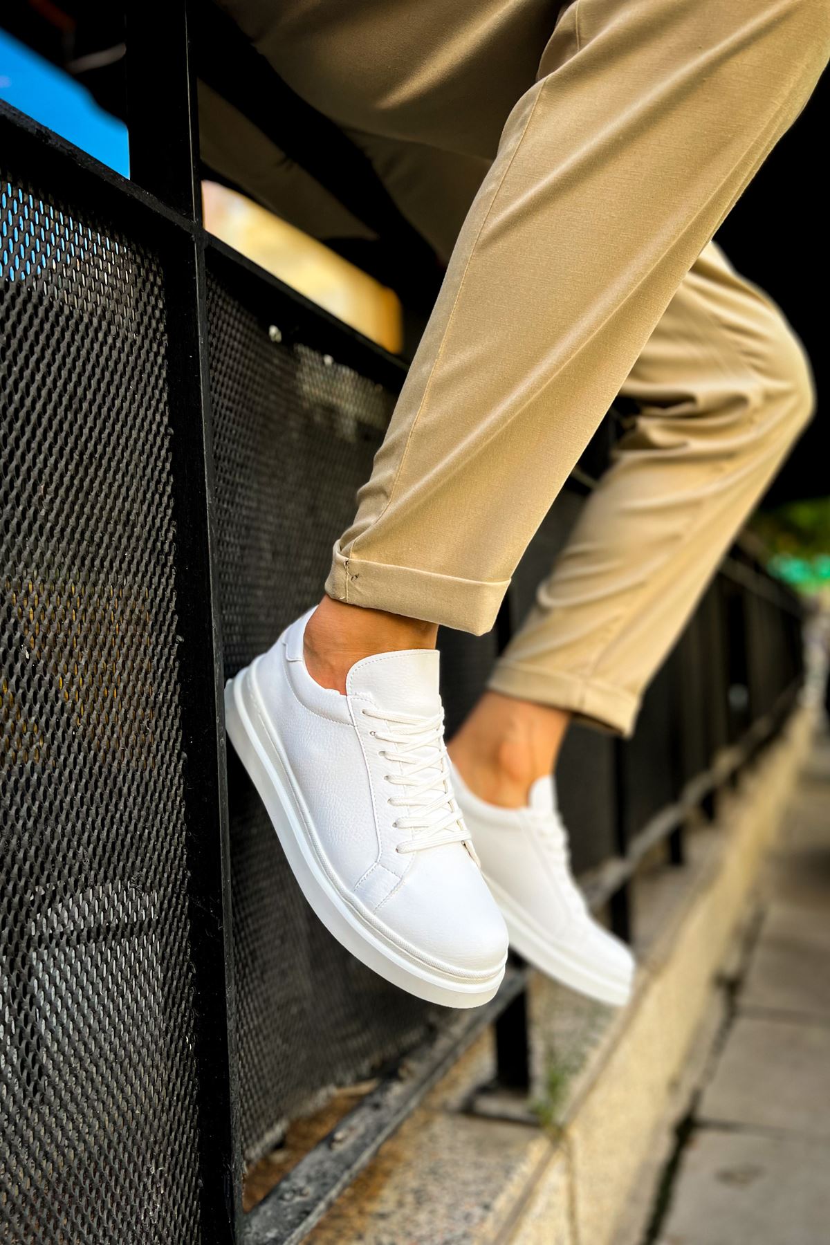 CH979 Santoni - CRT Spor Erkek Ayakkabı BEYAZ