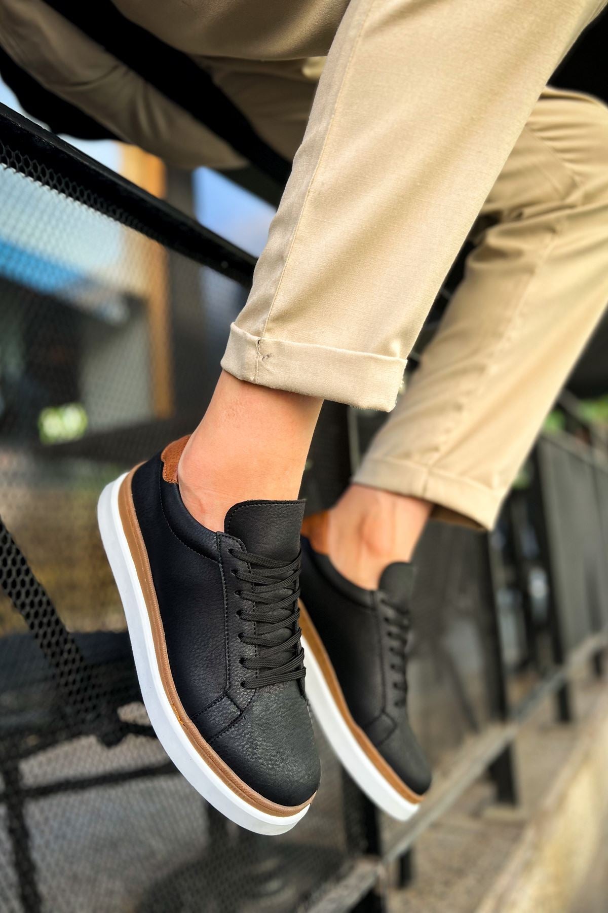 CH979 Santoni - GBT Spor Erkek Ayakkabı SIYAH/TABA