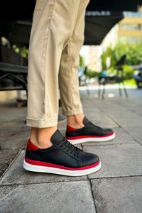 CH979 Santoni - GBT Spor Erkek Ayakkabı SIYAH/KIRMIZI