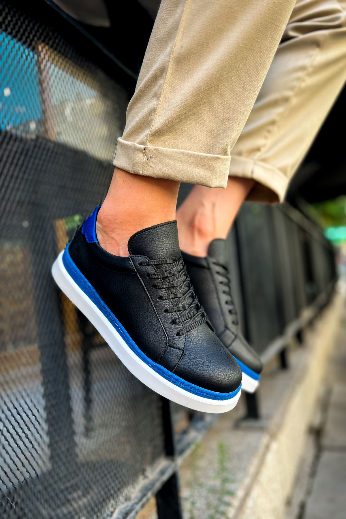 CH979 Santoni - GBT Spor Erkek Ayakkabı SIYAH/MAVI
