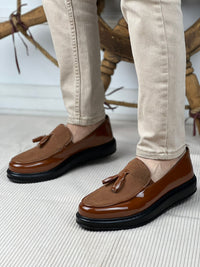 CH002 - RST Loafer Verniciata Erkek Ayakkabı KAHVE