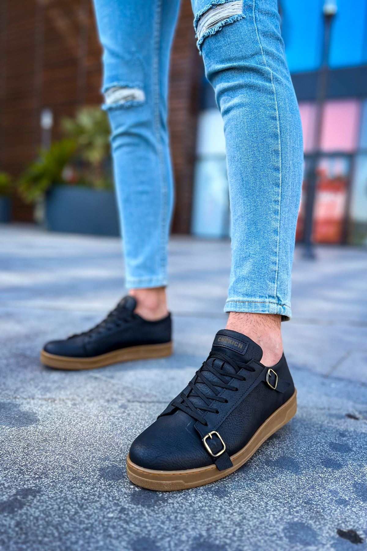 CH191 - CKT Side Buckle Erkek Ayakkabı SIYAH