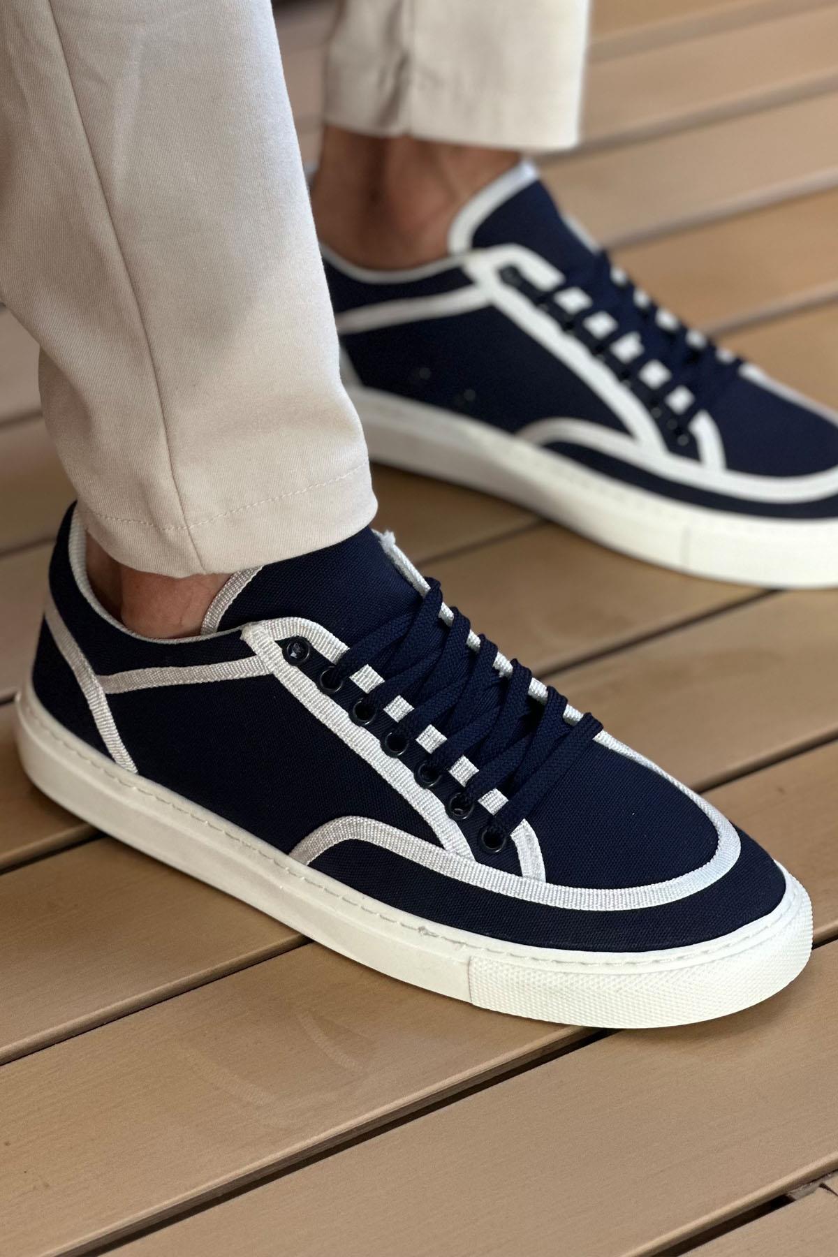 CH2505 - Keten Erkek Ayakkabı Lacivert Beyaz